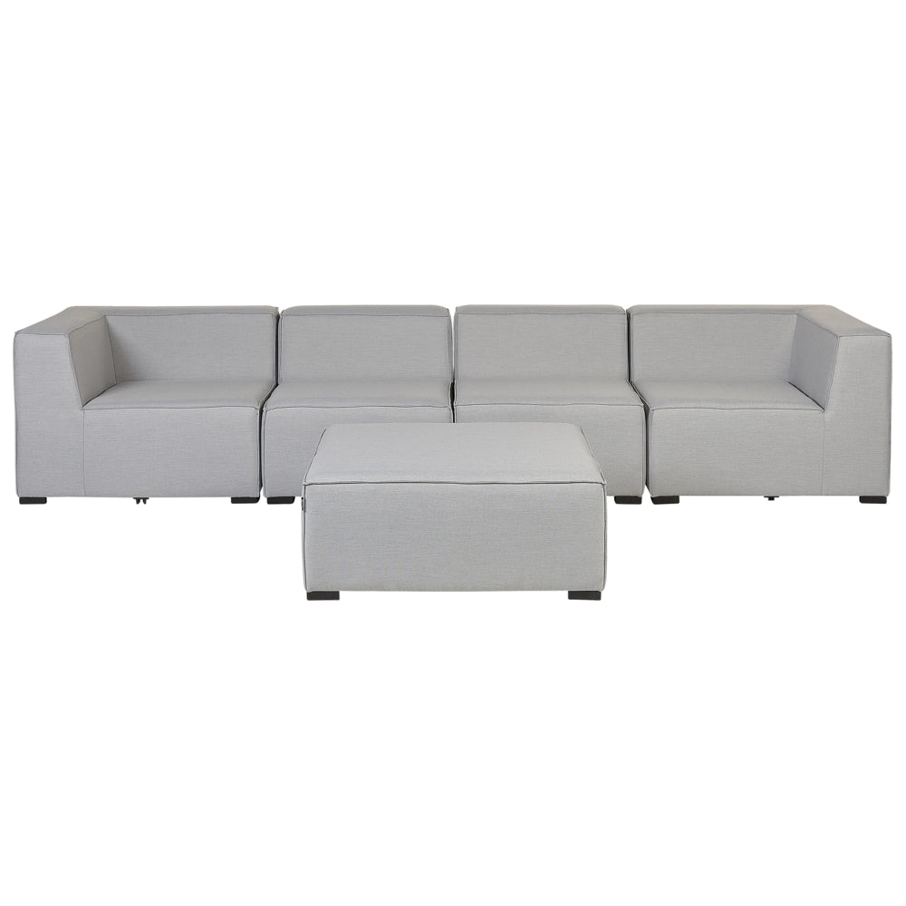 Set divano modulare 4 posti con pouf rivestimento in tessuto grigio salotto da giardino ottomana