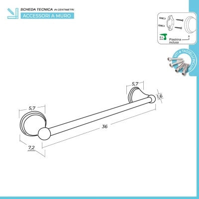 Set accessori a muro 5 pezzi in acciaio con finitura bronzo e viti incluse  Iris