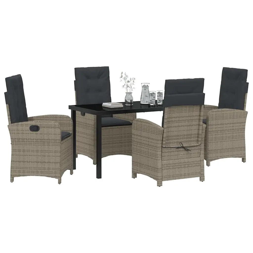 Set da Pranzo per Giardino con cuscino 5 pcs Grigio polyrattan 3380276