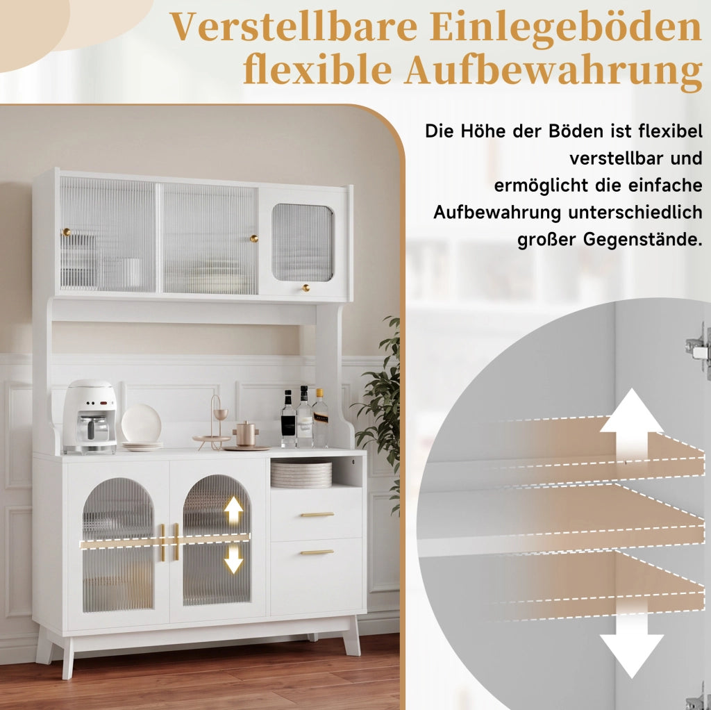 Credenza alta 120 x 40 x 178 cm con prese e USB, bianca
