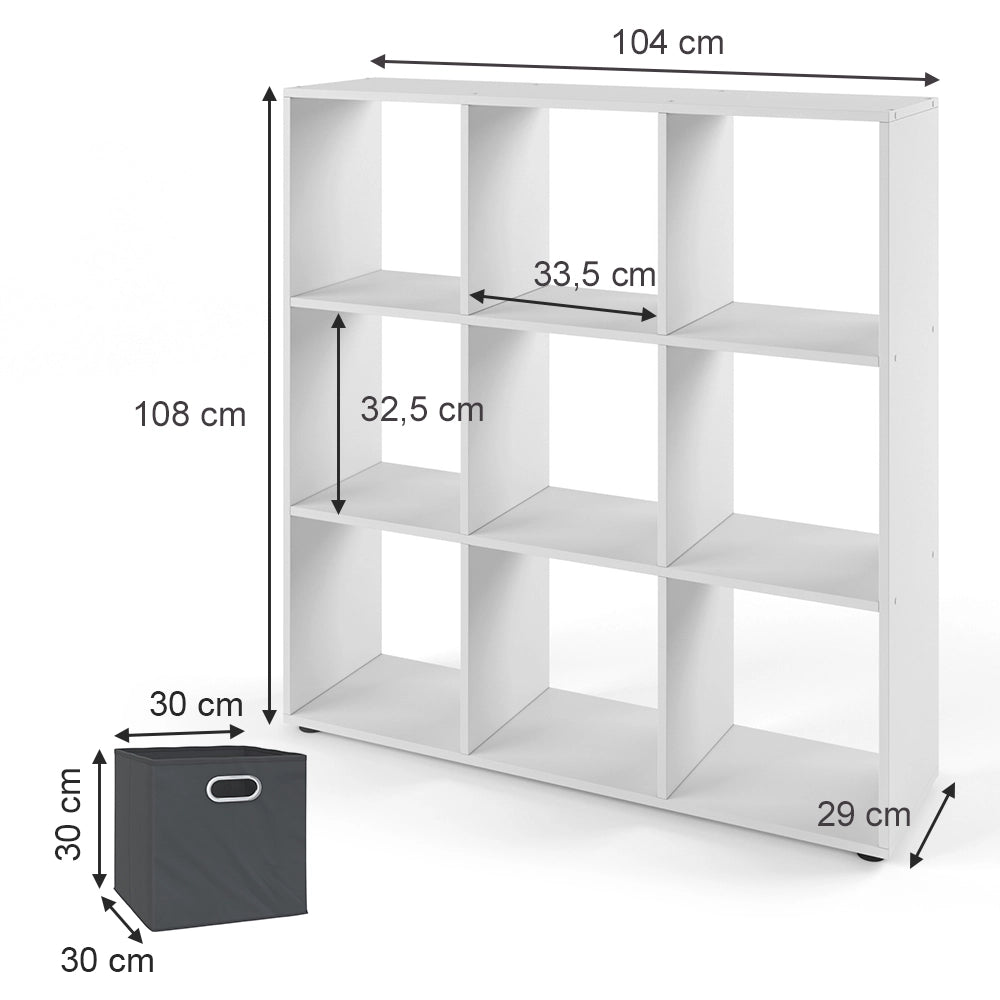 Vicco Scaffale Bianco 104 x 108 cm con 6 scatole pieghevoli