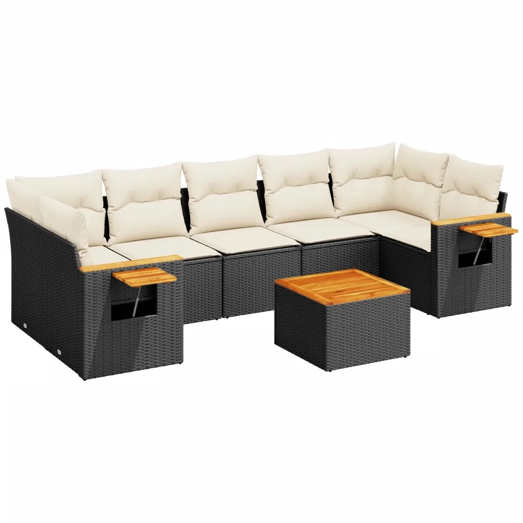 Set Divani da Giardino con Cuscini 8 pz Nero in Polyrattan 3226651