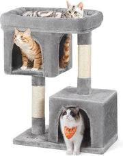 Ponte per Gatti - Alta Torre - Amichevole per Gatti - Grande Piattaforma - Ponte per Gatti - 2 Rifugi - Gatto Spaziale - Pannelli di Spuma Isolante Pluche-sisal - Certificato Aria - 60 x 40 x 84 cm