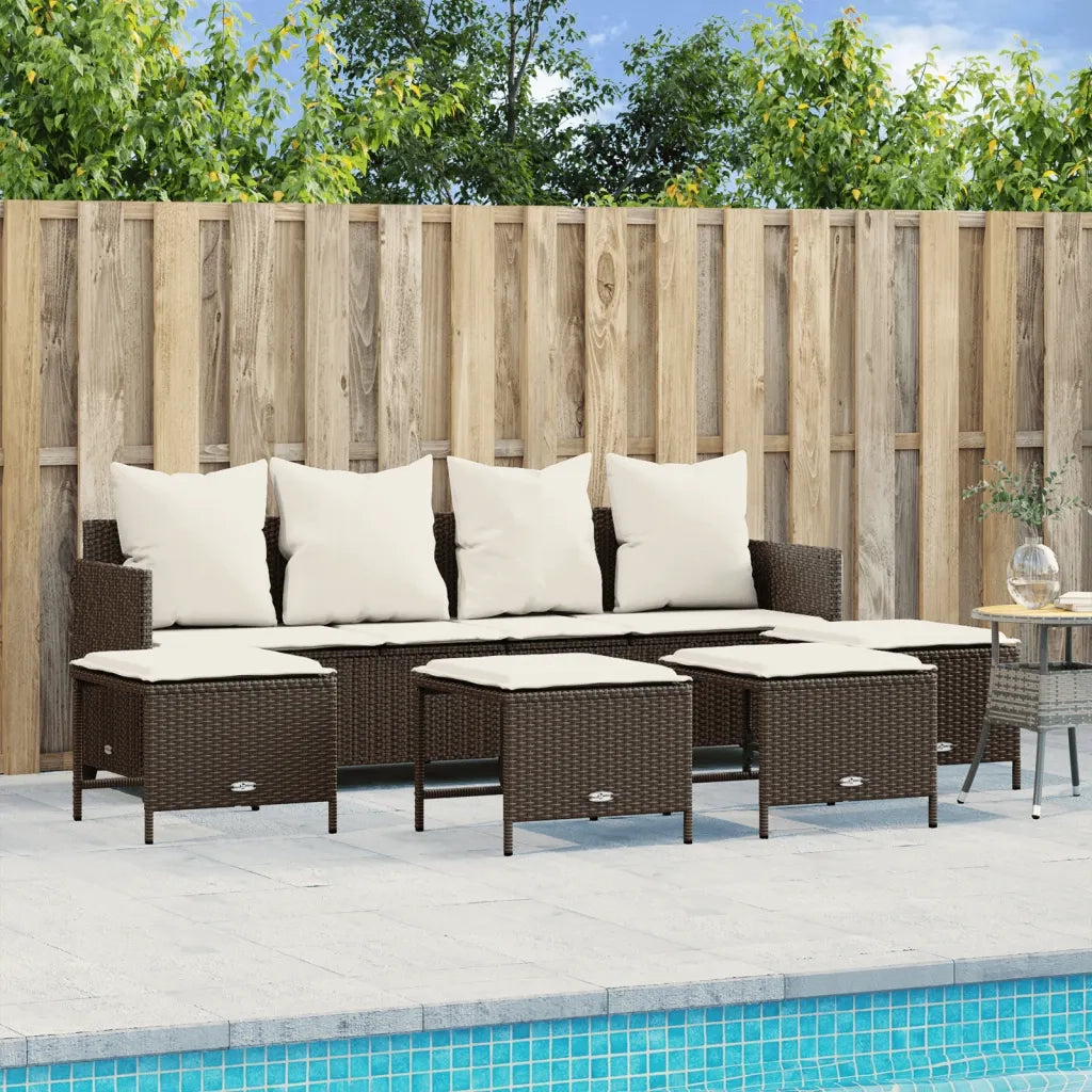 Set Divano da Giardino 5 pz con Cuscini Marrone in Polyrattan 3261558