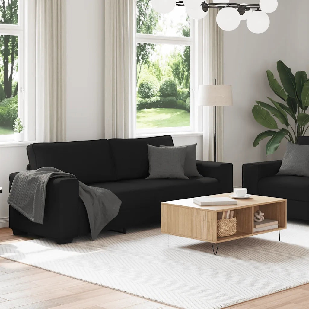 vidaXL Set di Divani 2 pz con Cuscini Nero in Tessuto