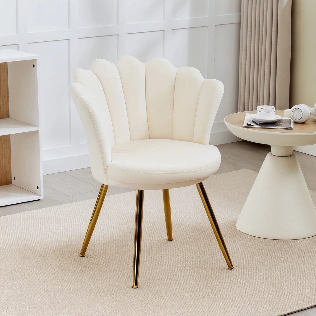 Poltrona in velluto ¨C zephmum ¨C beige con gambe in metallo dorato