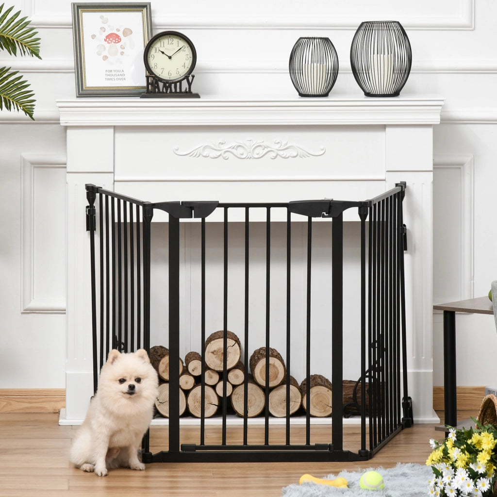 Barriera per Cani Pieghevole 3 Pannelli Porta Corridoio ¨C Zephmum ¨C Nero 180x74.5 cm