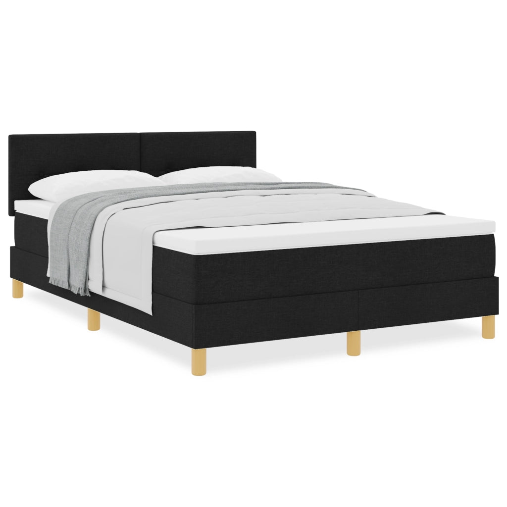 Letto A Molle con Materasso Nero 160x200 cm Tessuto