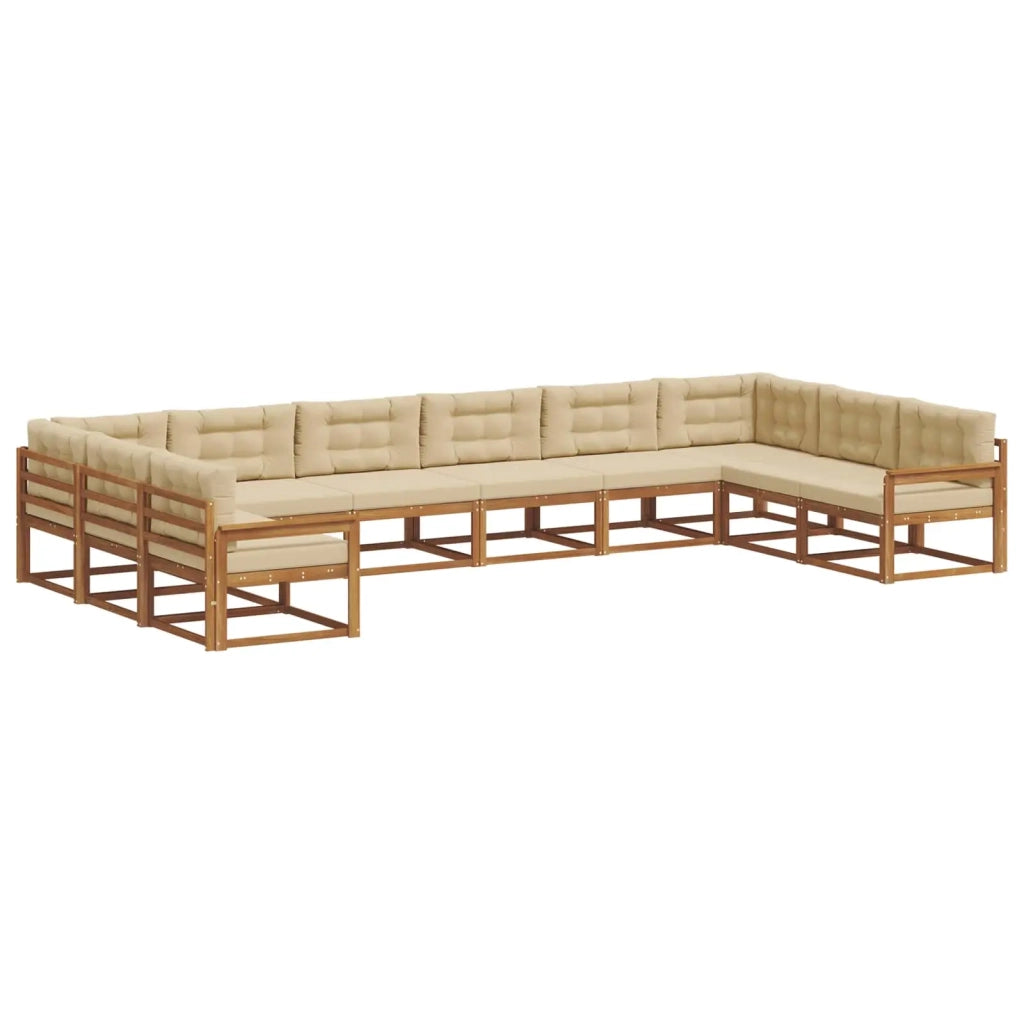 Set di divani da esterno con cuscino 10 pcs Naturale e Beige