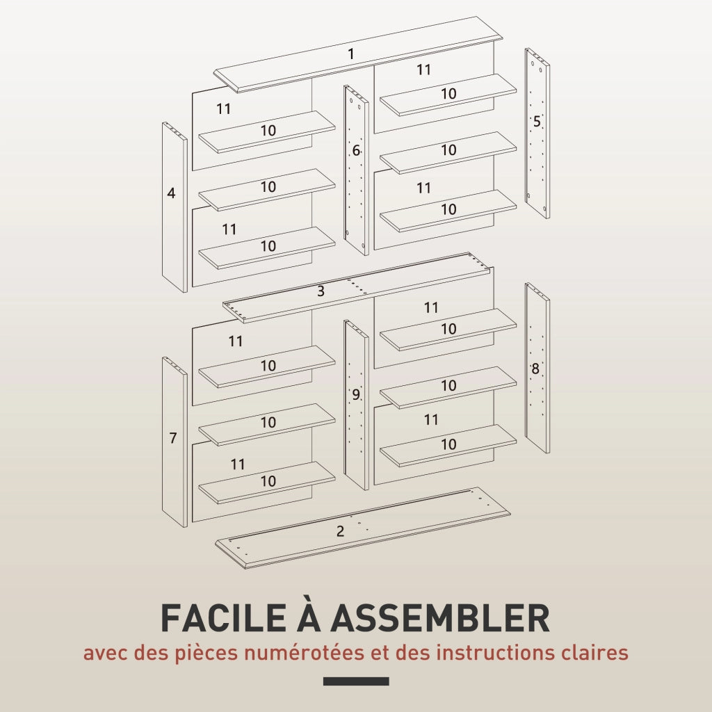 Scaffale Porta CD e DVD con 16 Scomparti e 12 Ripiani Regolabili Mobile Salvaspazio Naturale per Casa