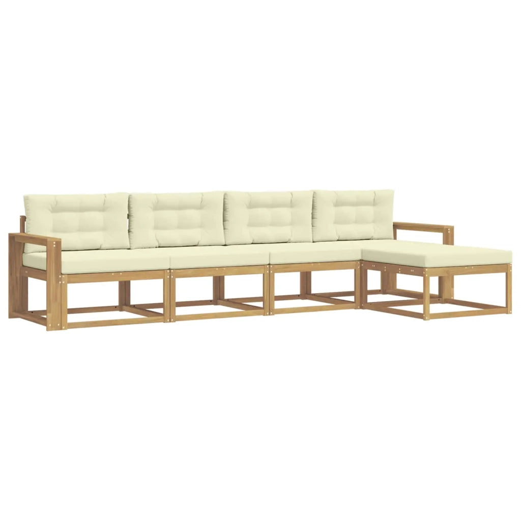 Set di divani da esterno 4 pz Bianco e Crema Poliestere 3386309