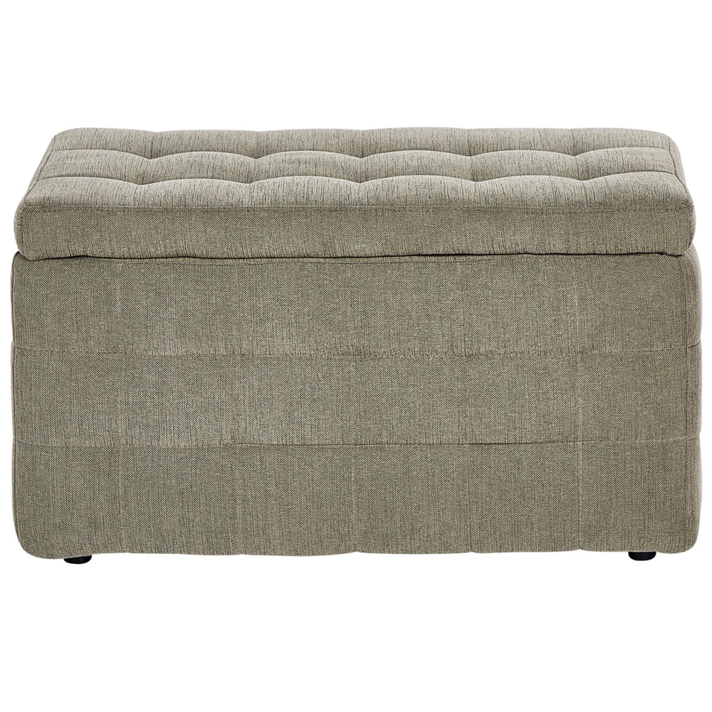 Pouf contenitore in tessuto verde oliva con coperchio trapuntato camera da letto
