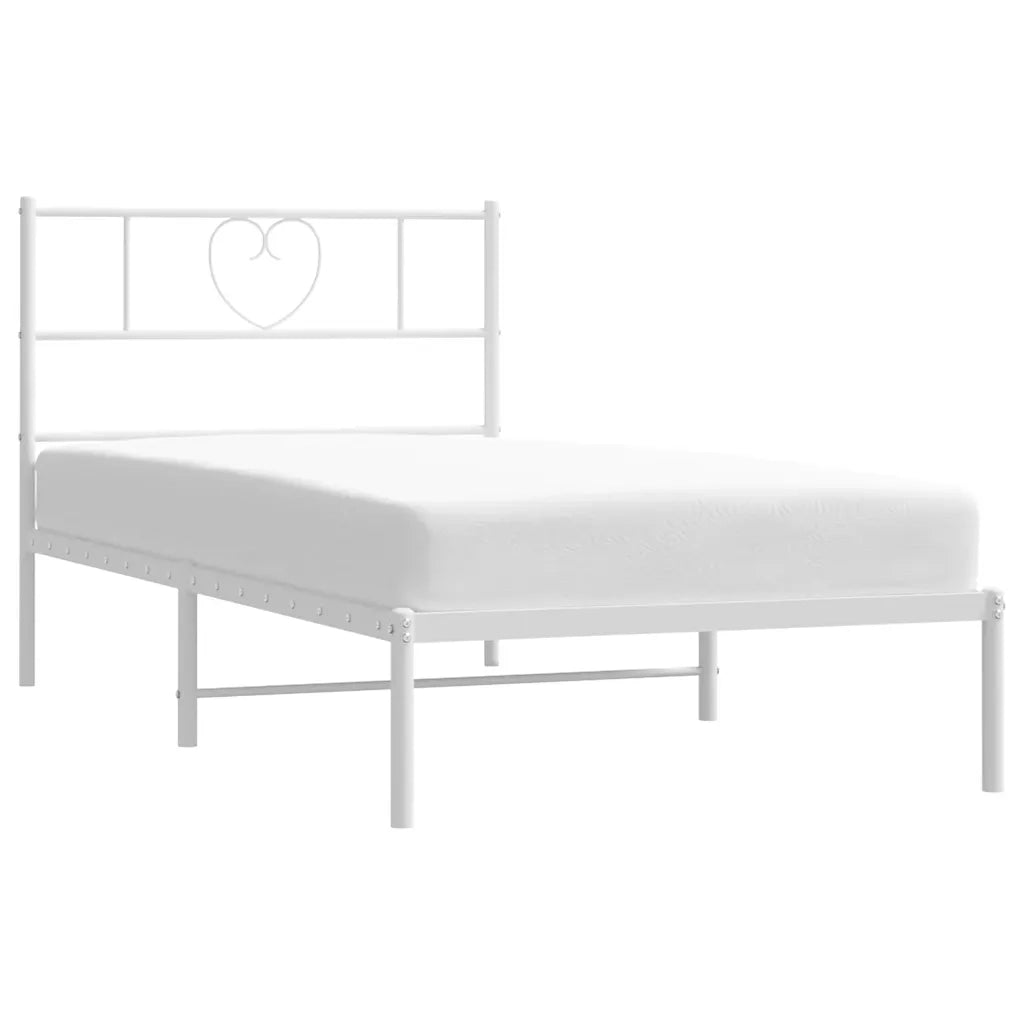 Giroletto con Testiera-Struttura Letto con testiera Metallo Bianco 100x190 cm 905480