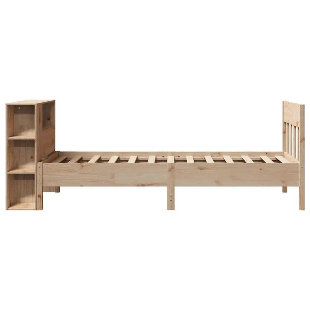Letto singolo | Letto per adulti | Giroletto con Libreria senza Materasso 75x190 cm in Legno Pino