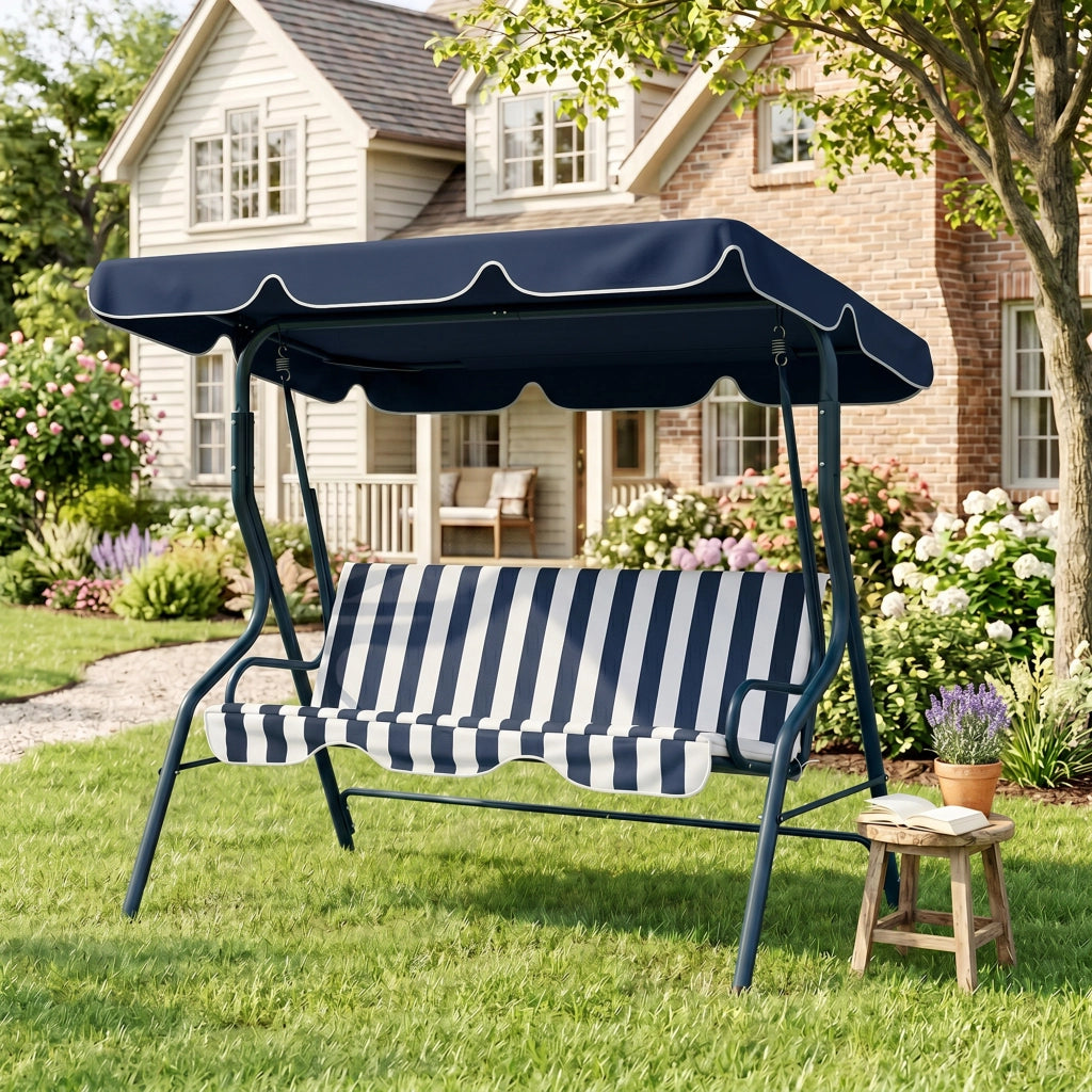 Dondolo da Esterno con Tettoia Regolabile ¨C zephmum ¨C Grigio 170x110x153 cm