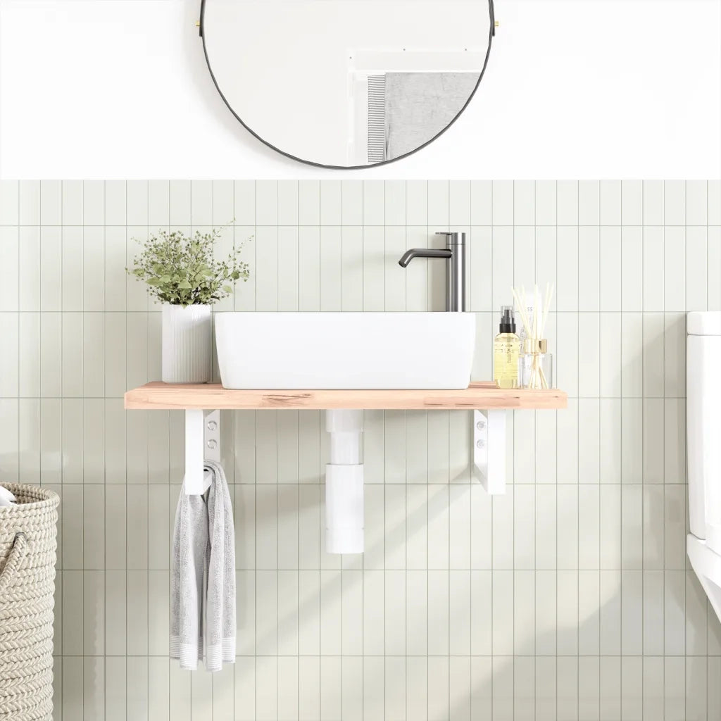 Reggimensole per Lavabo 2 pz-Supporti per mensole a muro Bianche Rettangolari in Acciaio 767837