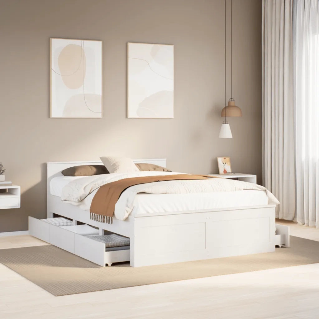 vidaXL Giroletto senza Materasso con Testata Bianco 140x200 cm Pino