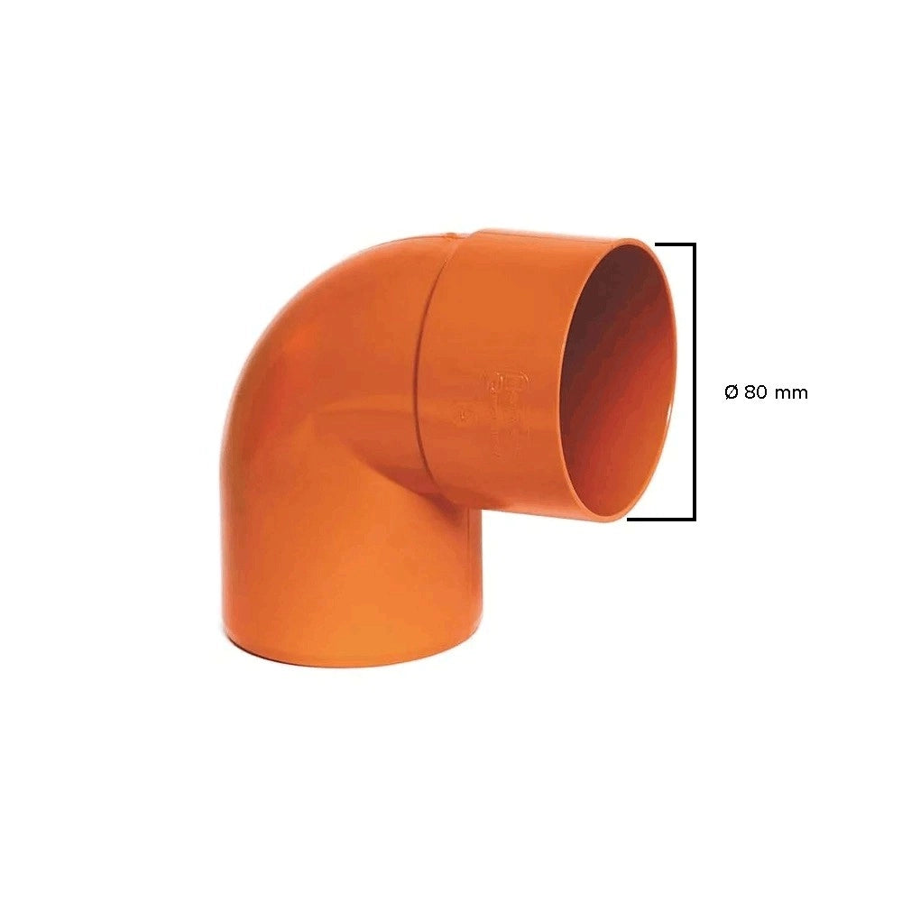 Curva 87.30° in pvc : Colore - Arancio, Diametro - 80