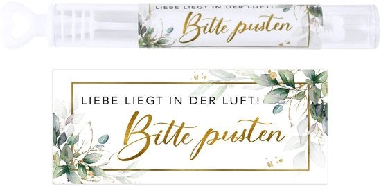 Corona d'oro - Bocchette di sapone per matrimoni - Sticker amore è nell'aria - 50 pezzi - Sticker idrorepellenti per flaconi di boccia - Ideali per matrimoni