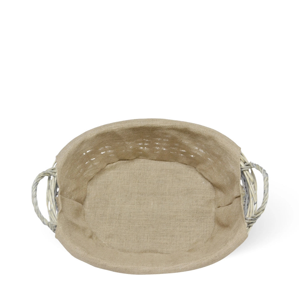Cesta cestino portapane in vimini avorio con manici intrecciati 37 x 28x h 19 cm