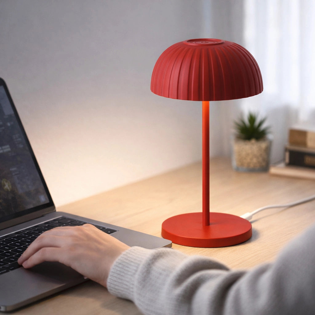 LAMPADA TAVOLO LED RICARICABILE ROSSA TOUCH USB BATTERIA 2000MAH DESIGN LPT144