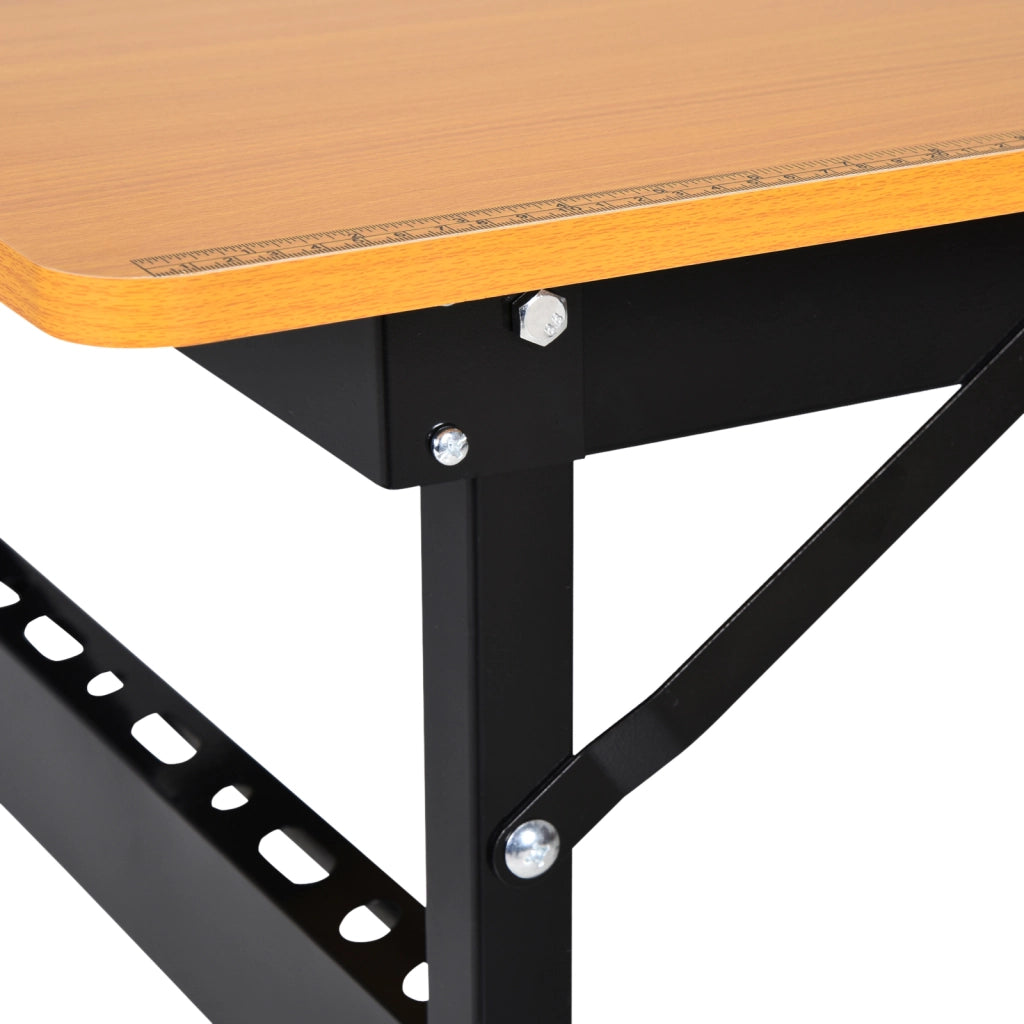 Tavolo da lavoro pieghevole con righello e goniometro ¨C zephmum ¨C MDF giallo nero 100x60x75.5 cm
