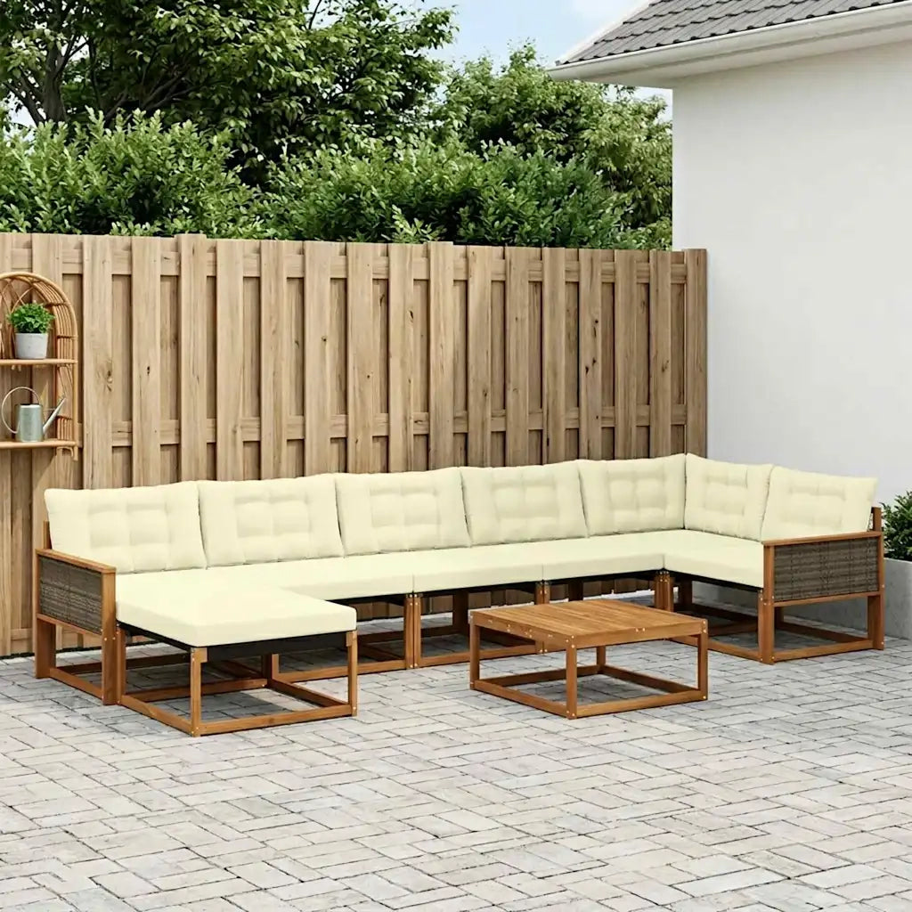 Set di divani da esterno con cuscino 8 pcs Naturale e Crema 3381578