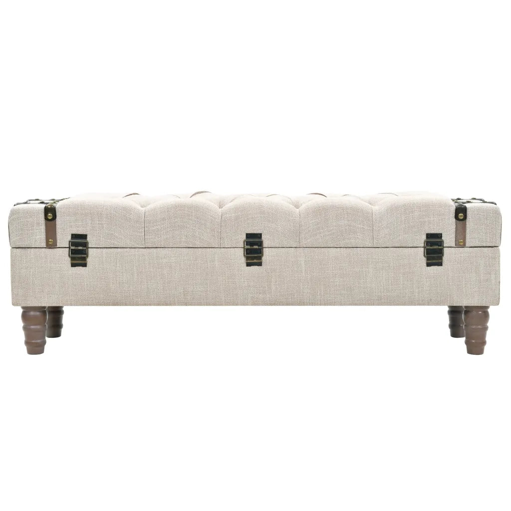 Cassapanca-Baule-Panca con Contenitore in Legno Massello e Acciaio 111x34x37 cm