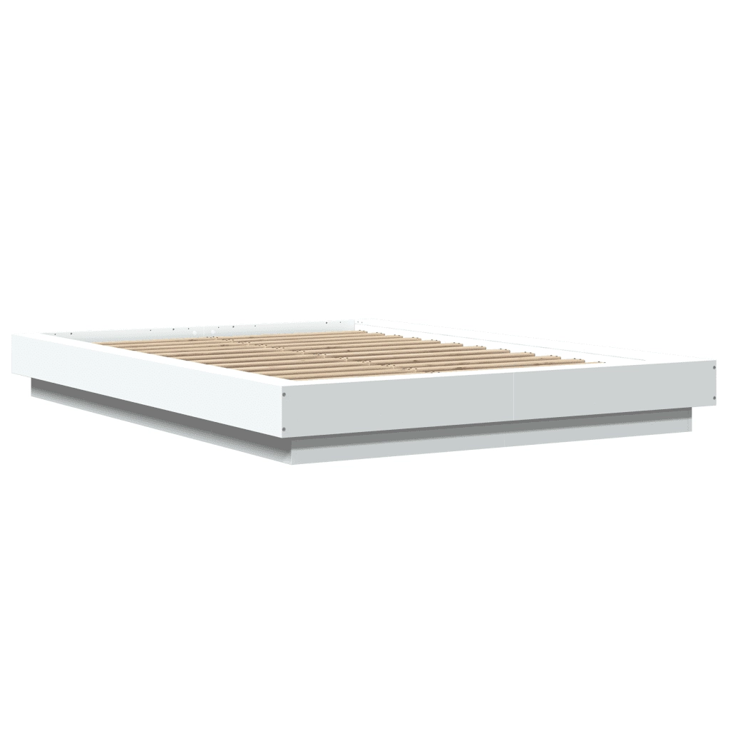 Giroletto con Luci LED Bianco 135x190 cm in Legno Multistrato