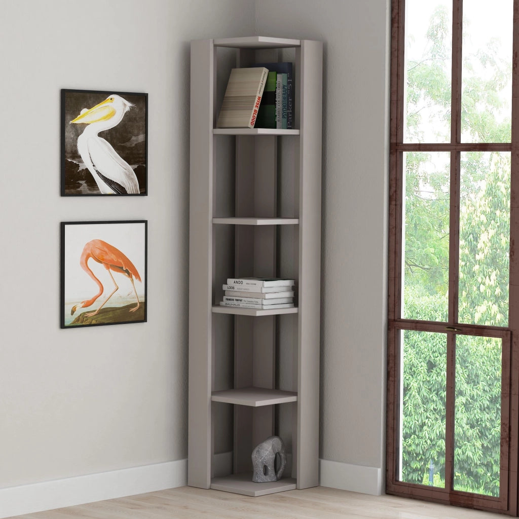 Libreria in legno "Nati" - 32 x 32 x 161 cm - Marrone moka chiaro