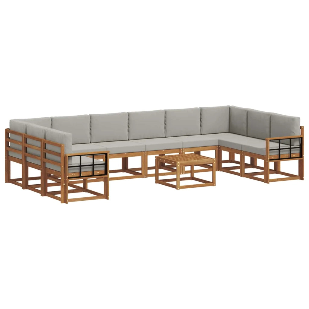 Set di divani da esterno 11 pcs Grigio Naturale e Chiaro 3367099