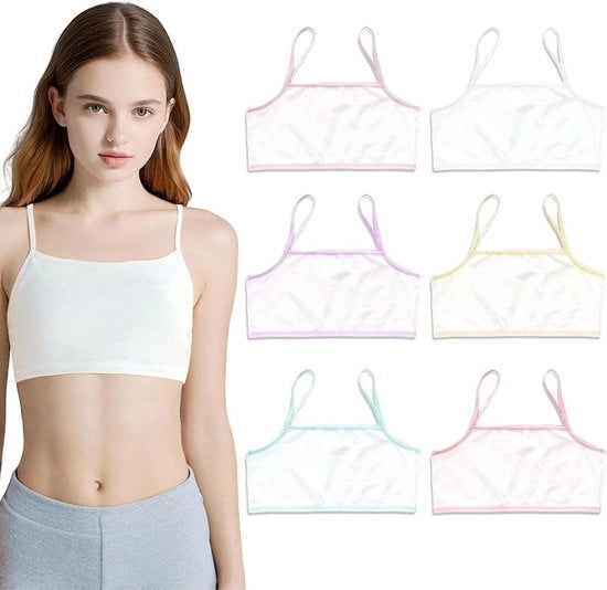 Corsetto senza cuciture per ragazze di 12 anni, sottoveste in cotone con reggiseno sportivo, 6 pezzi
