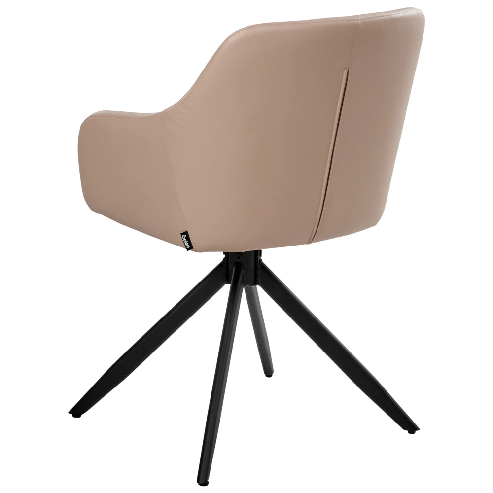 Set di 2 sedie da pranzo girevoli Rivestimento in ecopelle beige sabbia Base con gambe in metallo Sala da pranzo