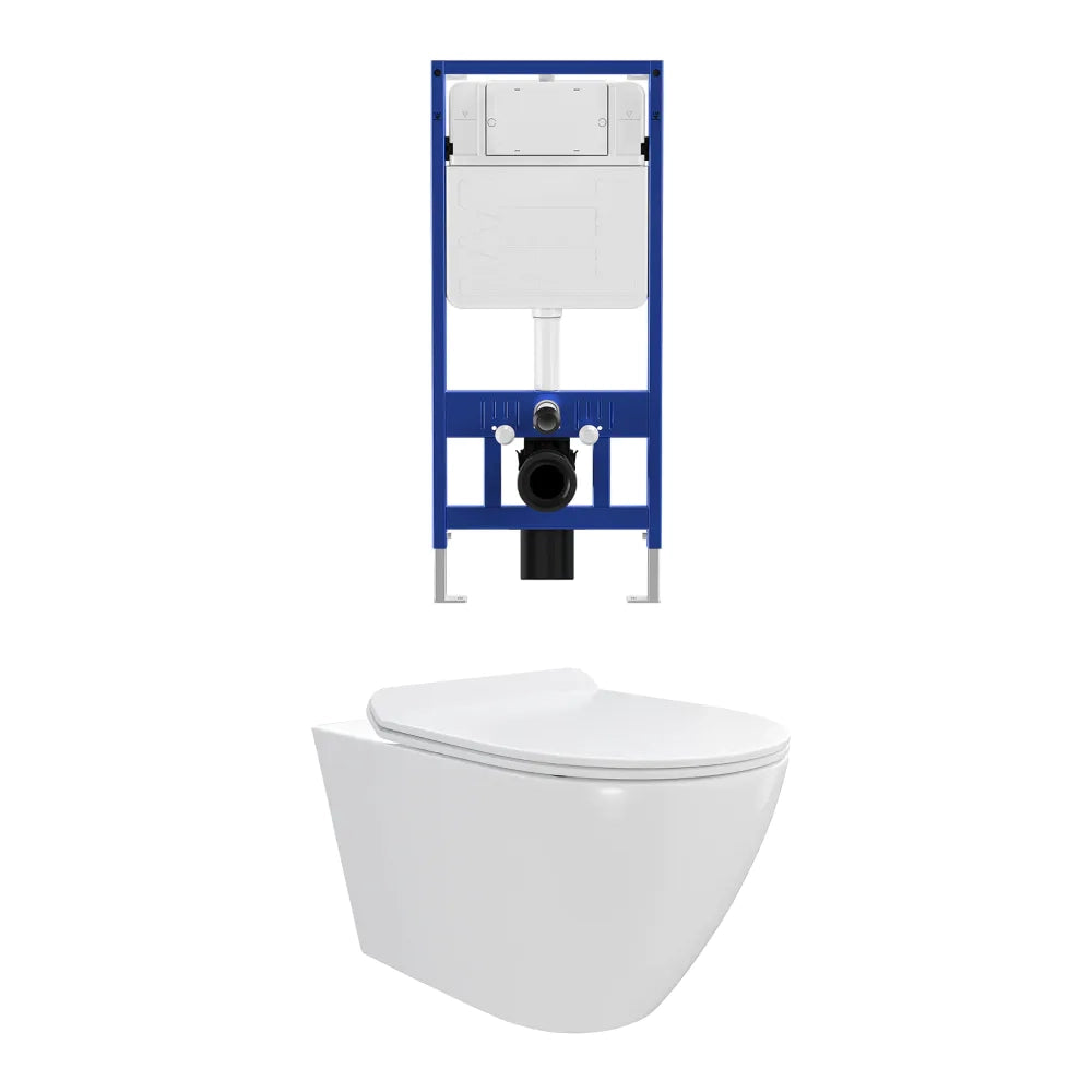 Kit WC sospeso e sistema di scarico da incasso mod. Sydney bianco lucido