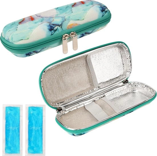 Borsa di Viaggio per Insulina - Con 2 Blocchi di Ghiaccio Riciclabili - Organizzatore per Diabetici - Design Blu chiaro.