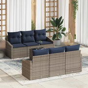 Set di divani con cuscino 7 pcs Grigio e Blu Navy polyrattan 3355284