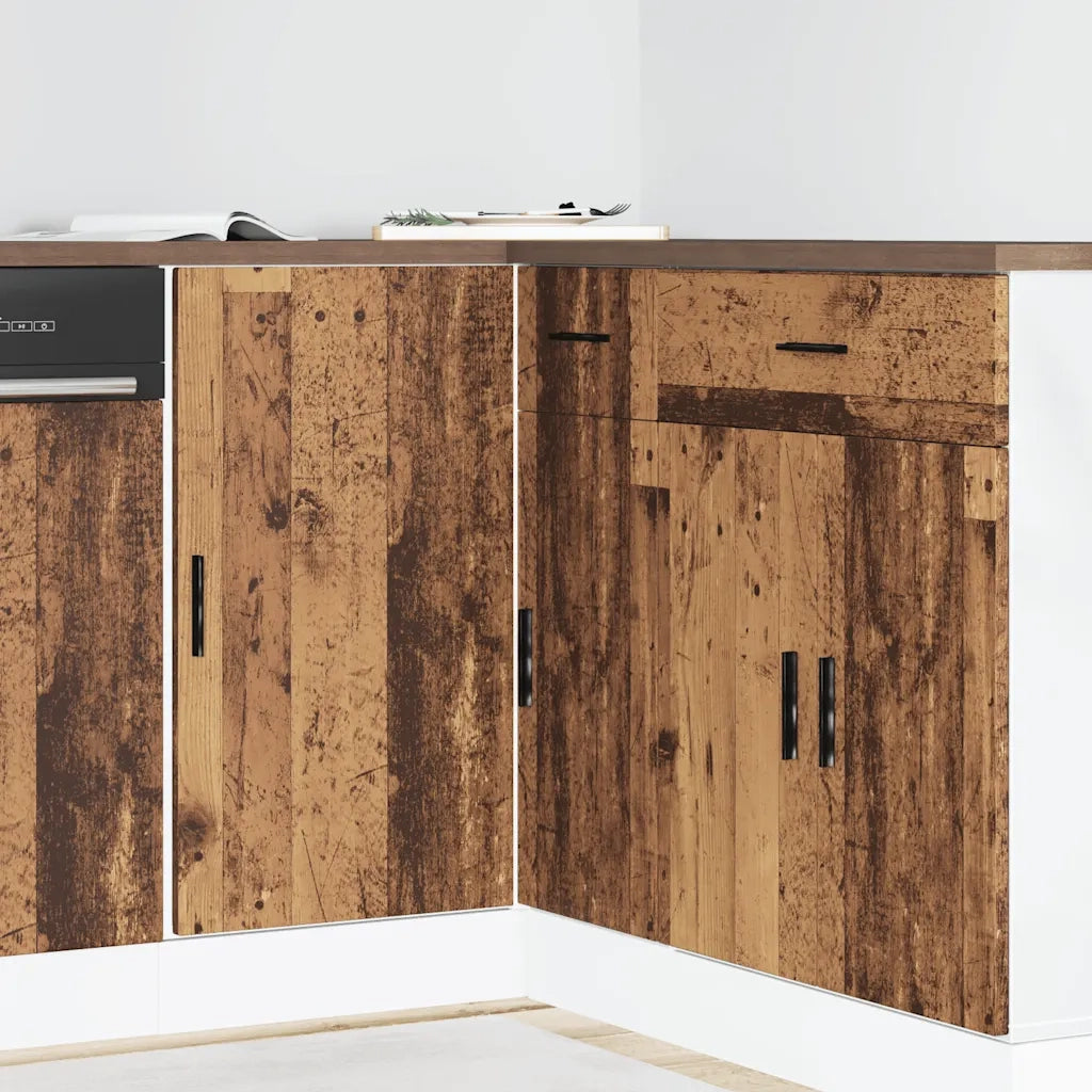 Mobile Base Lavello "Lyon"-Armadietto da bagno Legno Antico in Legno Multistrato