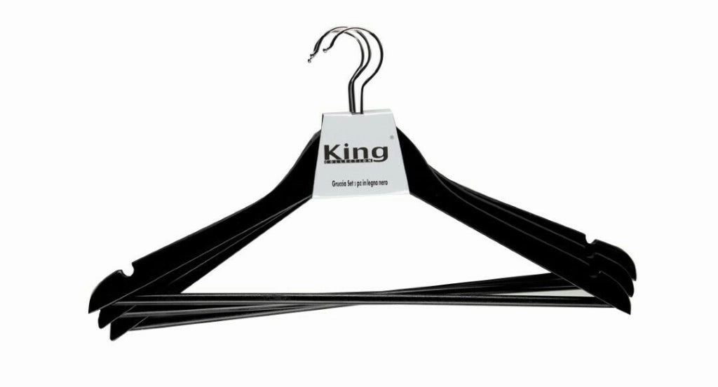Gruccia Appendiabiti Nero 45X1,2X23 Cm Set 3 Pezzi Legno - Biacchi Gianfranco