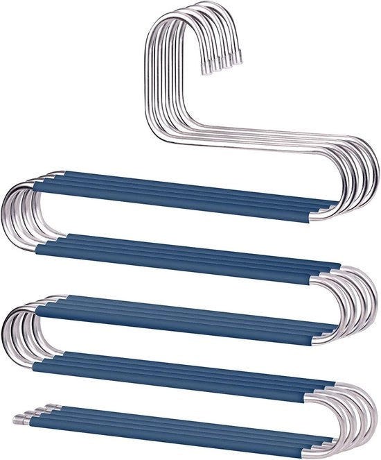 Organizzatore per Cappotti e Gilet con Fermo Scivolamento - 4 Pezzi - Acciaio Inossidabile - Cassetto per Abiti - Sciarpe - Blu - 4 Pezzi