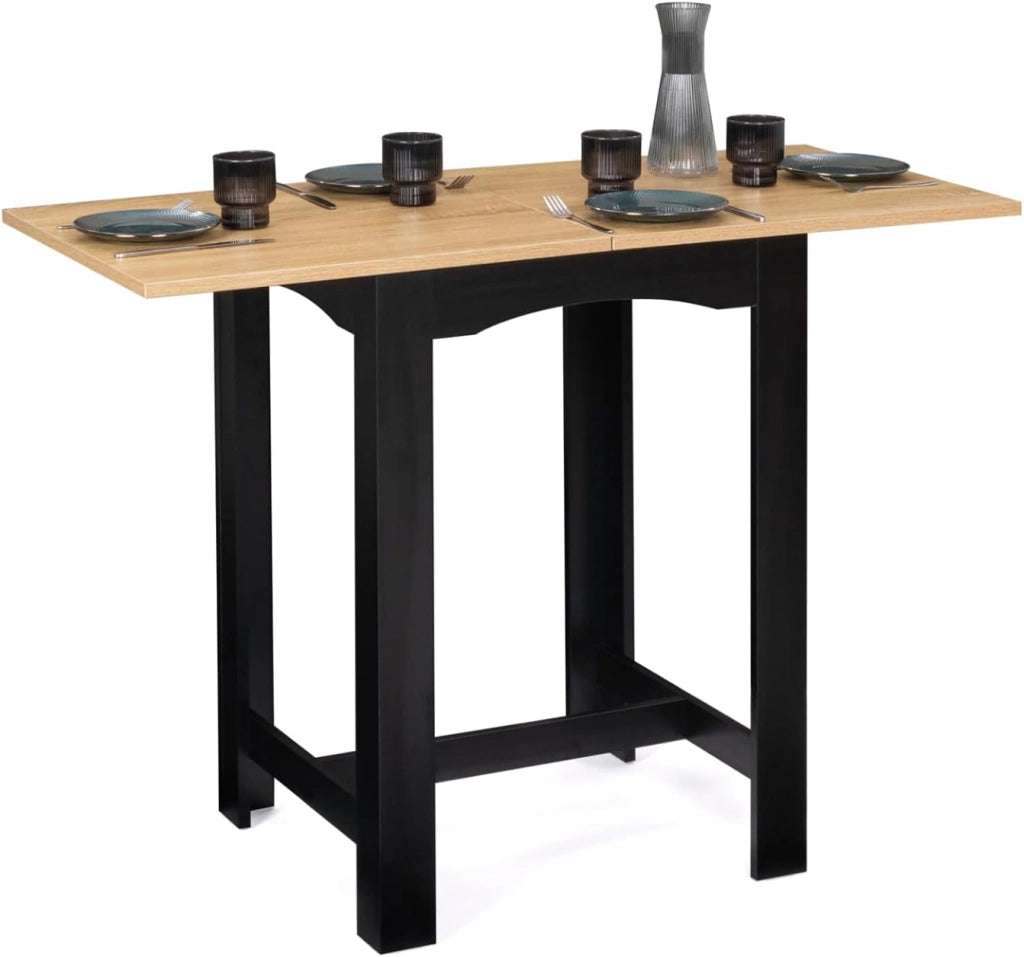 IDMarket - Tavolo da bar allungabile DONA per 2 o 4 persone, nero, piano in faggio, 60-120 cm