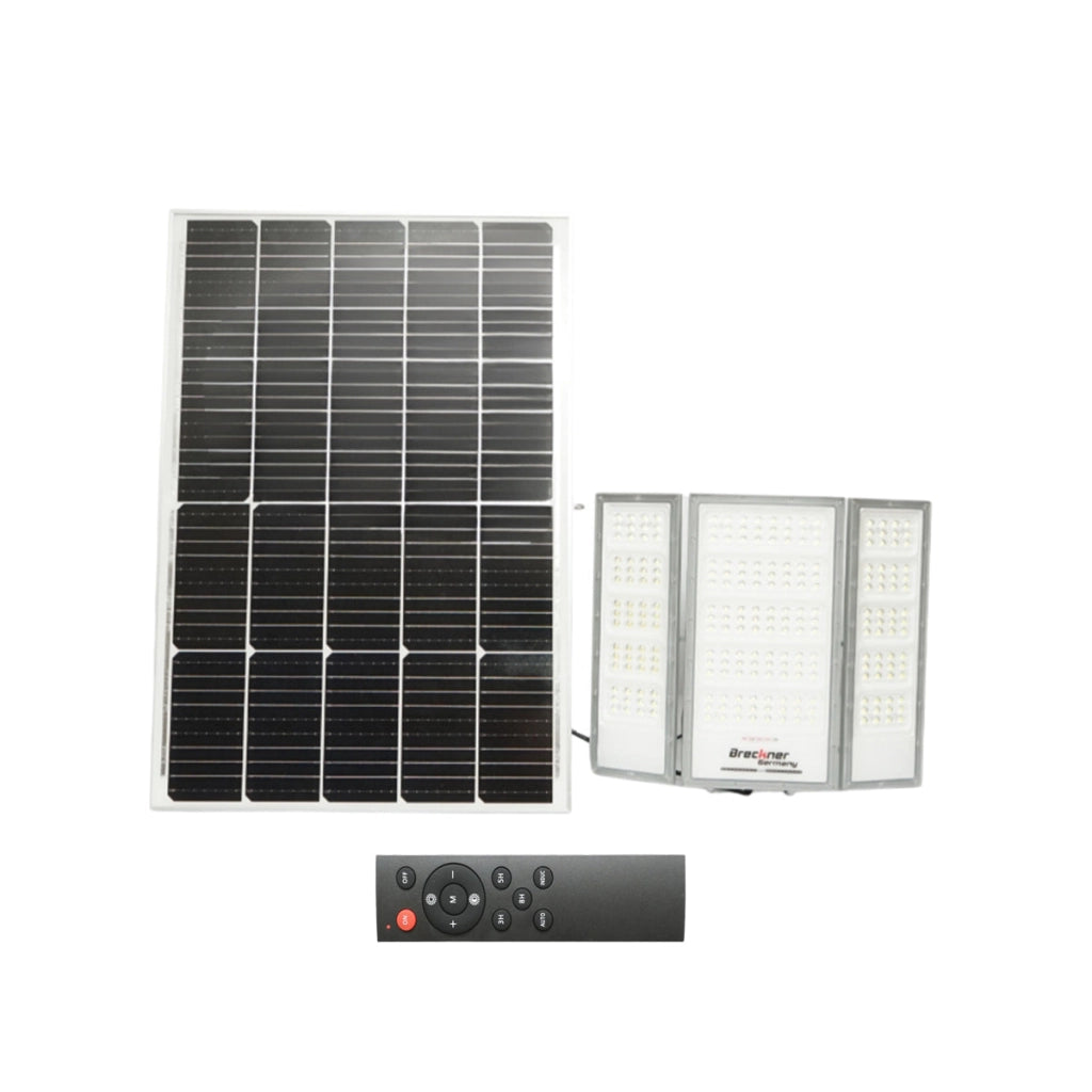 Lampada LED da 4500 lm, 6500 K con pannello solare da 70 W, batteria LifePO4 da 3,2 V/60 Ah, sensore di movimento e telecomando IP66 Breckner Germany