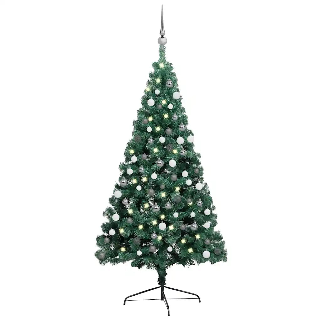 Set Albero Natale Artificiale a MetÃ  LED e Palline Verde 210cm  cod mxl 23858
