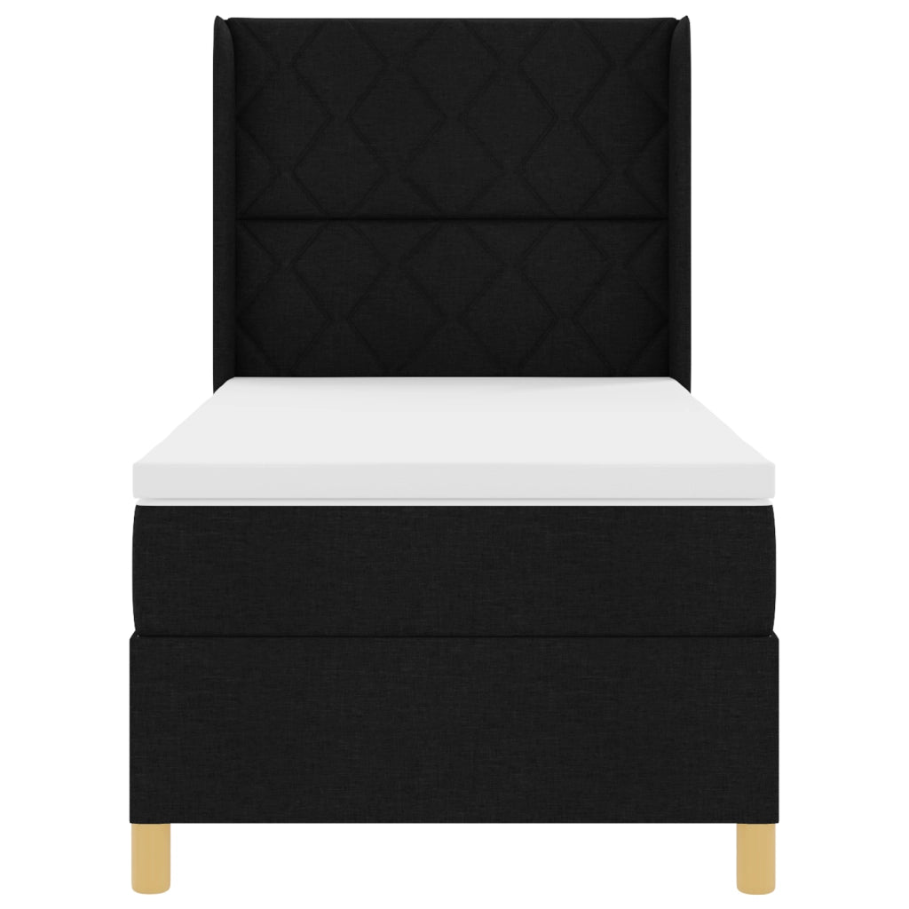 Letto a Rete con Materasso Nero 100x200 cm Tessuto