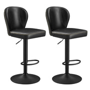 Sgabello da bar girevole a 360° set da 2 altezza regolabile schienale in PU con cuciture stile moderno di metà secolo per cucina/bar facile da montare nero 12_0005381