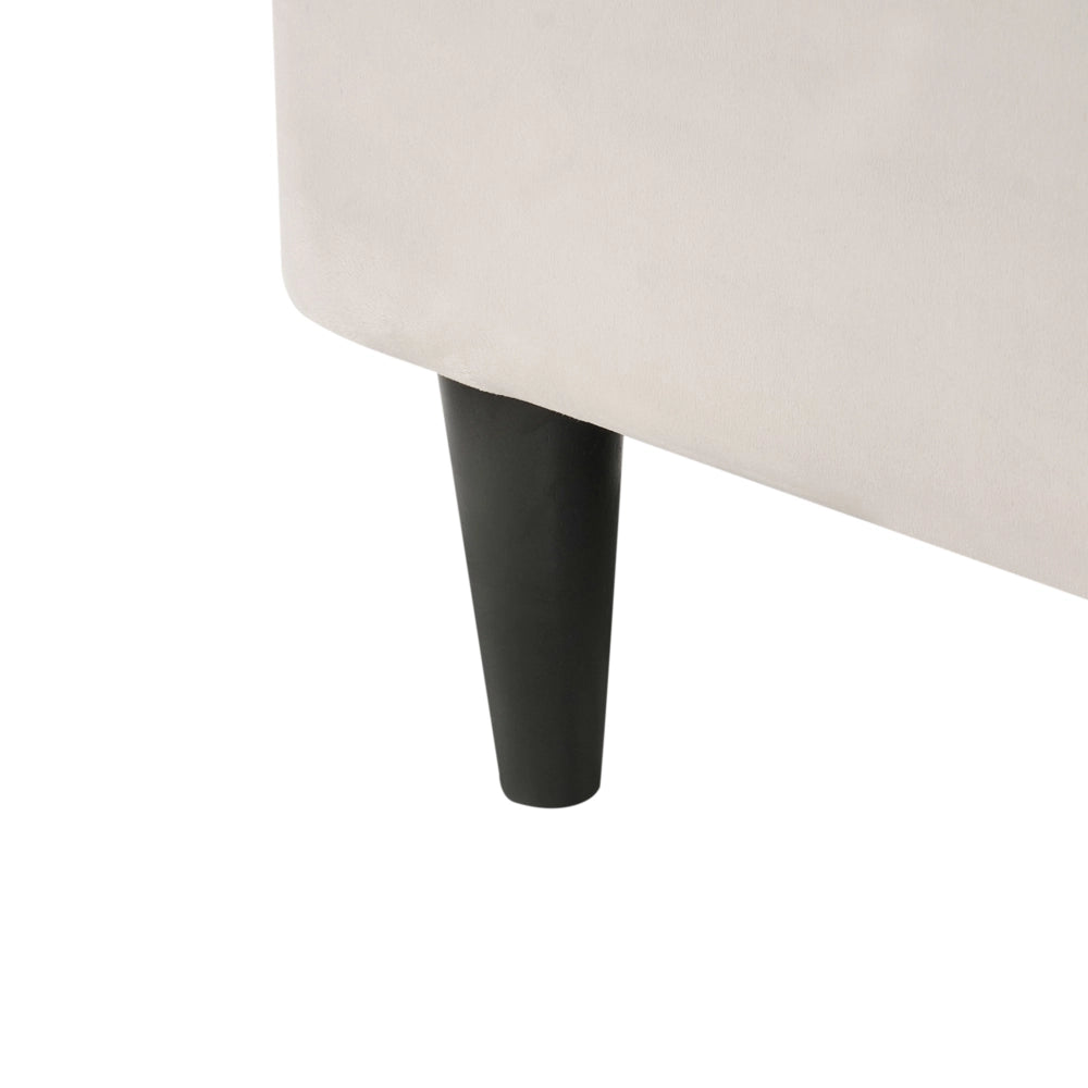 Chaise longue Rivestimento in velluto beige con contenitore a versione sinistra con supporto