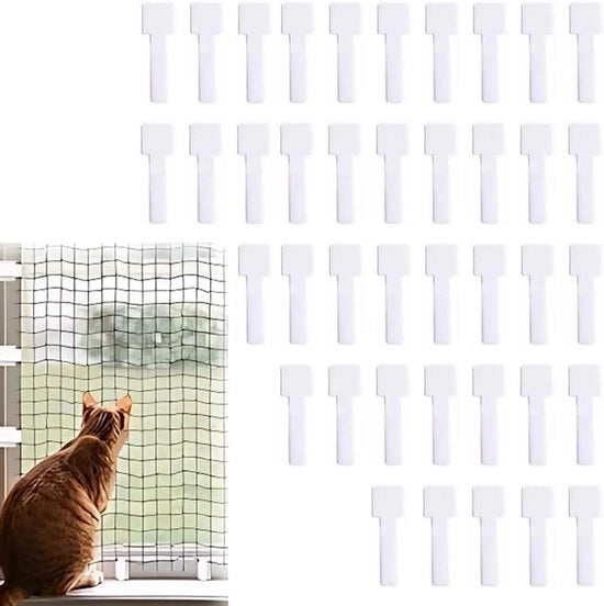 40 Kleefhaken per 40 Stuks per Fissaggio per Reti di Protezione per Gatti Esterni - Accessori per Reti di Protezione per Gatti per Balcone - Facile da Installare - Senza Foratura.