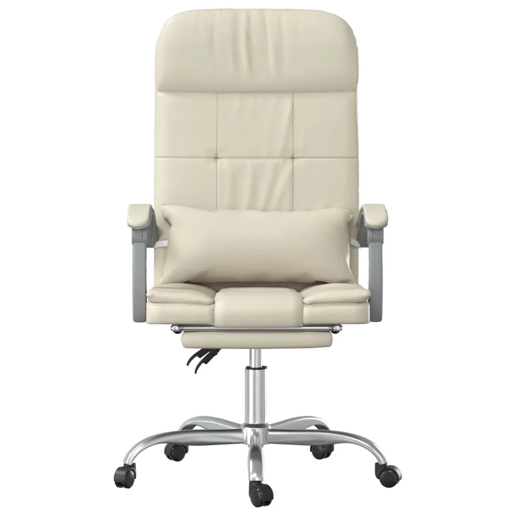 Poltrona da Ufficio Massaggiante Reclinabile Crema Similpelle cod mxl 9344