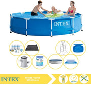 Piscina Metallica a Rete - Piscina da Montaggio - 305x76 cm - Incluso Copertura, Kit di Manutenzione, Filtro, Copertura del Terreno, Mat Matinata, Scatola e Pedana Idromassaggio