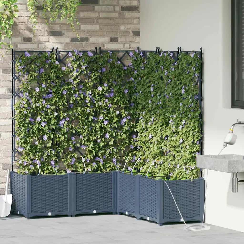 Vaso da giardino 5 pz-Set di 5 Fioriera da Esterno-Contenitore per Piante Grigio Acciaio