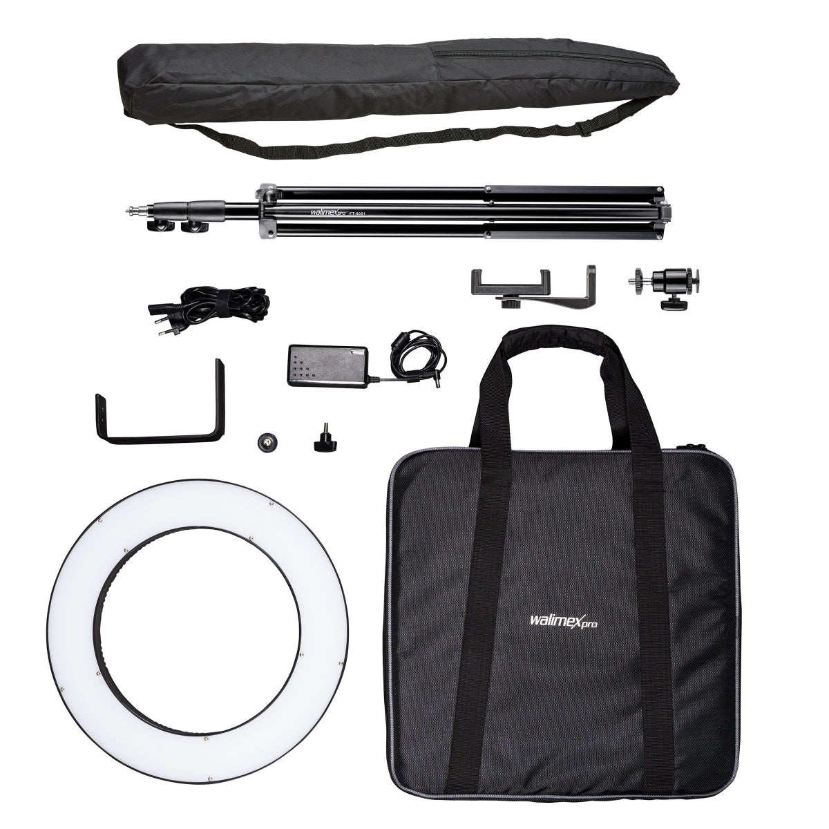 Ring light a LED 380 Bi-Color dimmerabile 23W, Luce ad anello con treppiedi fotografico, per foto e video, incl. accessori